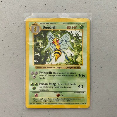 Beedrill Shadowless 17/102 Pokemon Card Rare Non Holo Damaged | eBay
