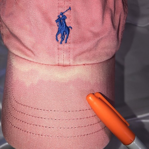 Polo Ralph Lauren Hat Cap Adjustable Strap Salmon Pink Blue Pony Baseball - Picture 5 of 8