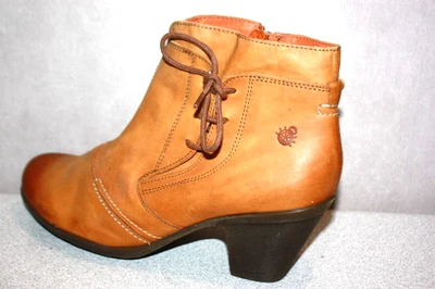 YOKONO Bottines Boots Cuir Moutarde Bouts Ronds T 40 TBE - Photo 1/4
