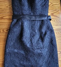 Mori Lee Affairs  Black Lace Strapless Cocktail Dress with Satin Sash size 2