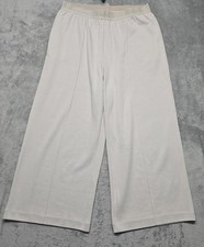 Max Mara Leisure Pants Womens Size Medium Off White Jersey Wide Leg Crop Pull On