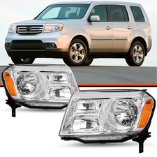 For Honda Pilot 2012-2015 Halogen Headlights Assembly Chrome Housing Leftright