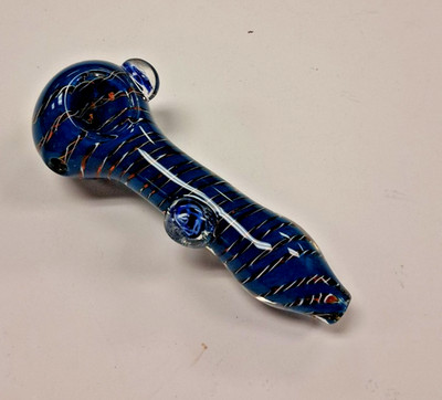 5'' THICK COLORFUL SMOKING GLASS HAND PIPE W CARB HOLE HEAVY SPOON BOWL AQUA BLUE