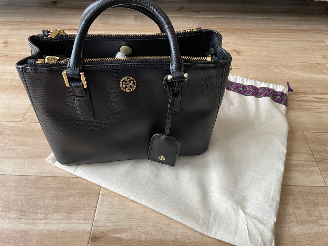 Tory Burch Saffiano Leather Shoulder Bag 2-way Black Zip Women's From Japan thumbnail 12