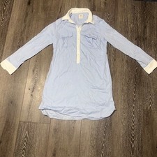 Gap Shirt Dress Womens M Medium Long Sleeve Blue White Collared W/Pockets