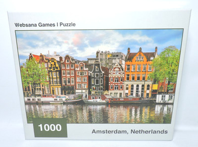 Amsterdam Netherlands 1000 Piece Puzzle Dancing Houses Over River Amstel, SEALED