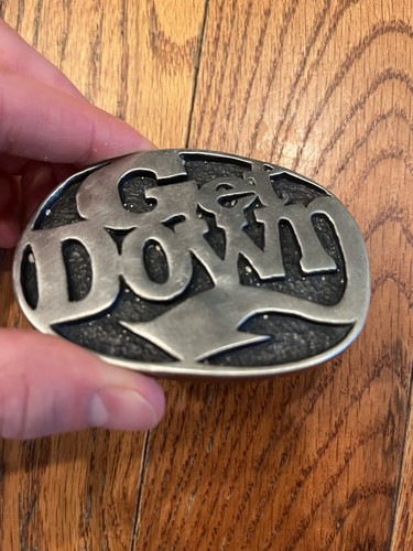 American Eagle Get Down Belt Buckle Vintage 90s Metal - Picture 3 of 5