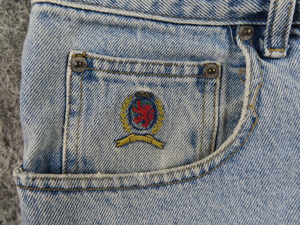 Pantalones Cortos de Jean Tommy Hilfiger De Colección Para Hombres 34 Azul Desteñido Denim Pantalones Cortos Sueltos Trabajo Y2K Foto 2 de 4