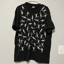 Vintage 1988 Fashion Victim Skeleton Positions Made In USA XL Halloween Grunge