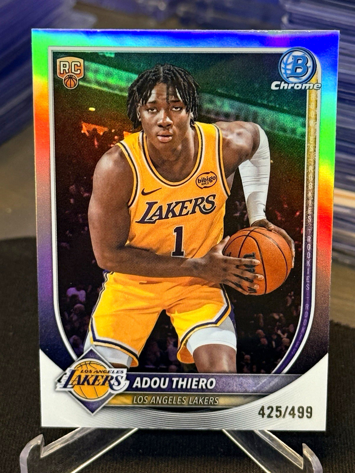 2025 Bowman Chrome U • Adou Thiero RC Chrome Refractor /499 • Lakers #BCV-36