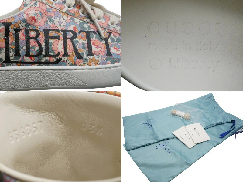 GUCCI Ace Floral Sneakers Multicolor Logo Flower Shoes Leather 636357 Size 6 523 thumbnail 8
