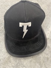 Tackma T Logo Black Snapback Hat with White Lightning T Embroidery