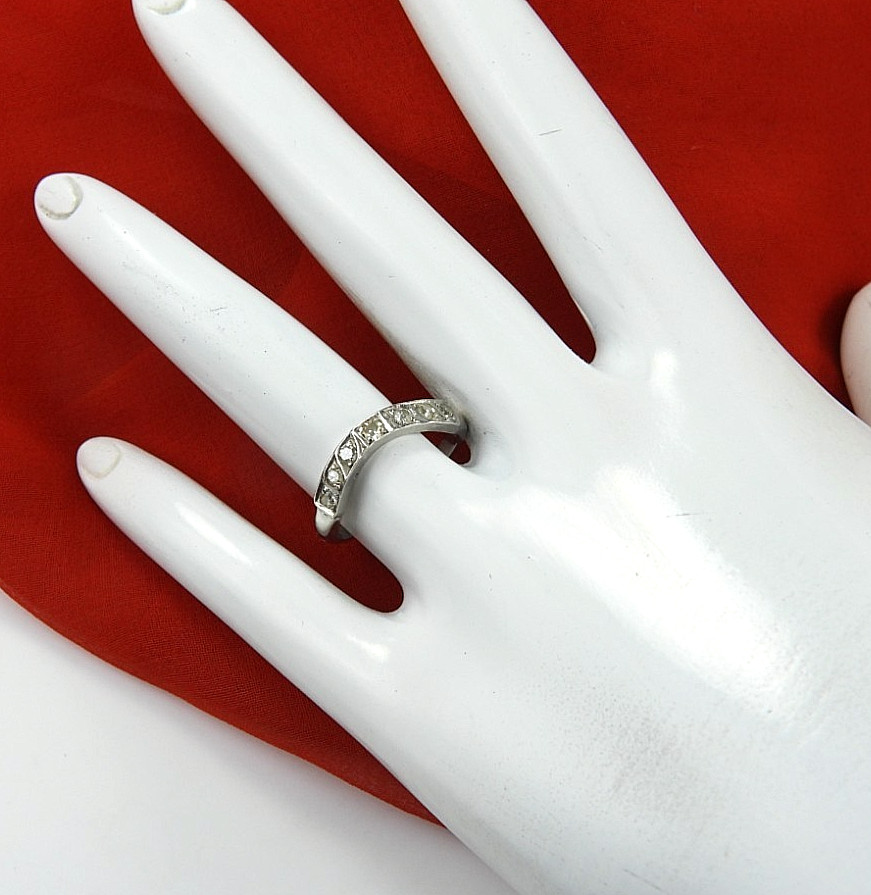 Vintage Solid Platinum Wedding Ring Cluster Diamo… - image 10