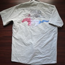 Red Kap Mechanic Uniform Style Ford Mustang Pony Emblems Button Shirt Size Large