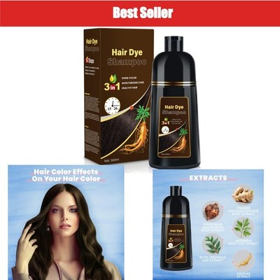 KAISASA 3 in 1 Haarfärbeshampoo Kastanienbraun 400ml für Graues Haar