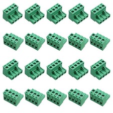 20 Pcs 4-Pin Phoenix Type Connector Green 4 Pole PCB Mount Terminal Connector...
