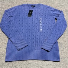 Tommy Hilfiger Mens Cable Knit Crew Neck Sweater Blue XL M80333634 421 NWT flaws
