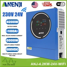 4.2KW Solar Hybrid Inverter On Off Grid 230V 24V MPPT Charger 100A 500V WIFI