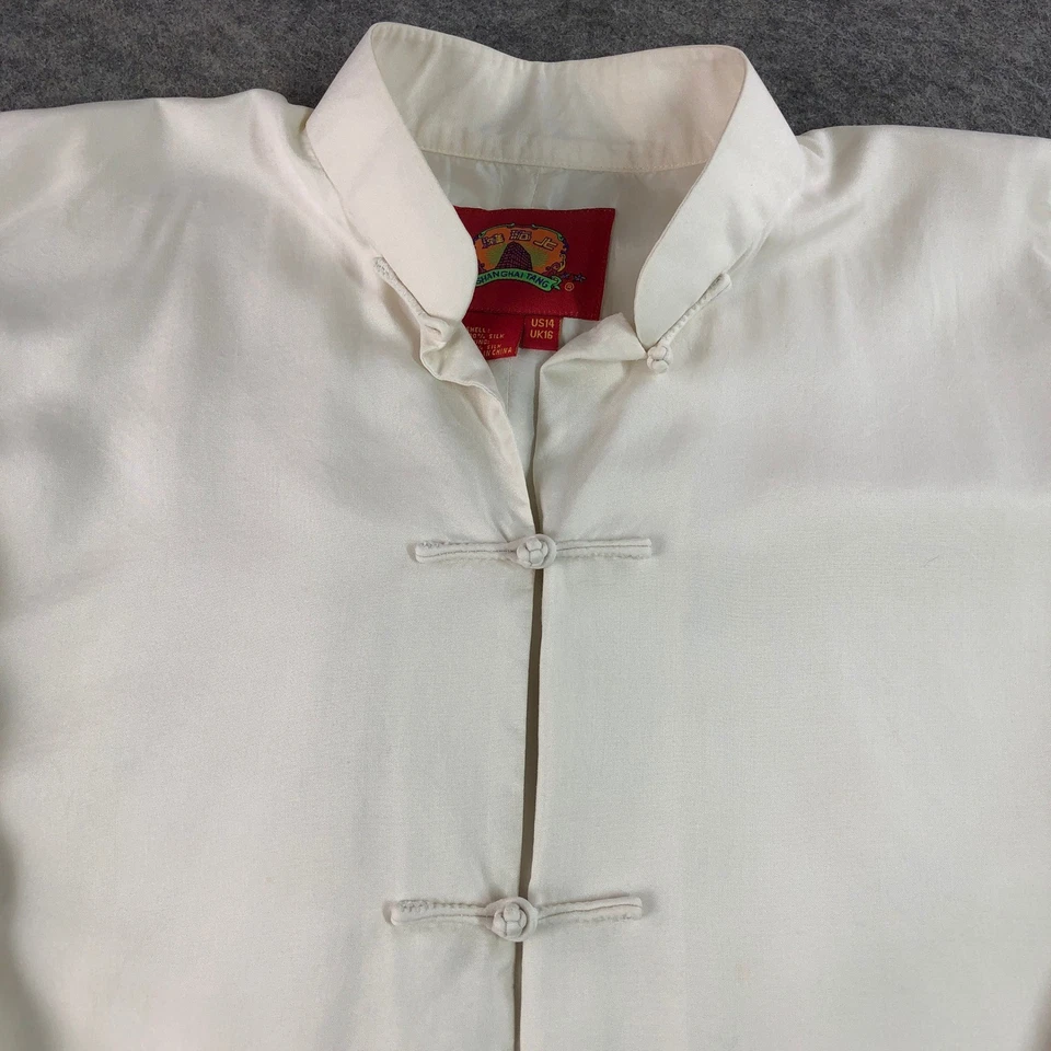 Shanghai Tang Silk Jacket Beige Size US 14 Asian Style Chinese Knot - Image 3 of 4