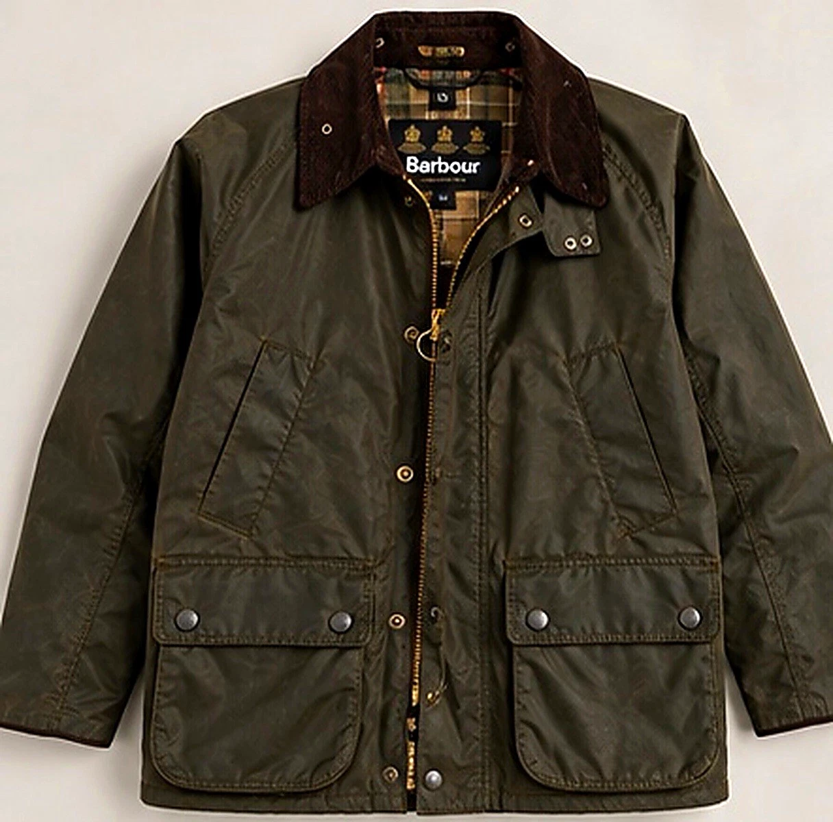 Barbour Classic Bedale Waxed Cotton Jacket Olive Lined Men's Size 34 image 1