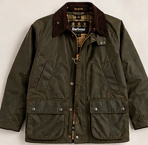 Barbour Classic Bedale Waxed Cotton Jacket Olive Lined Men's Size 34 - product listing photo
