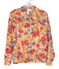 Coldwater Creek Jacket Petite M PM Watercolor Floral Cotton Tweed Button Casual