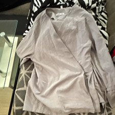 Made in Italy Damen Wickelbluse Grau Langarm ...