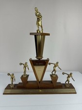 Vintage 1960-61 Women&rsquo;s Bowling League Champion Trophy 18&rdquo; Mid Century 5 Bowler