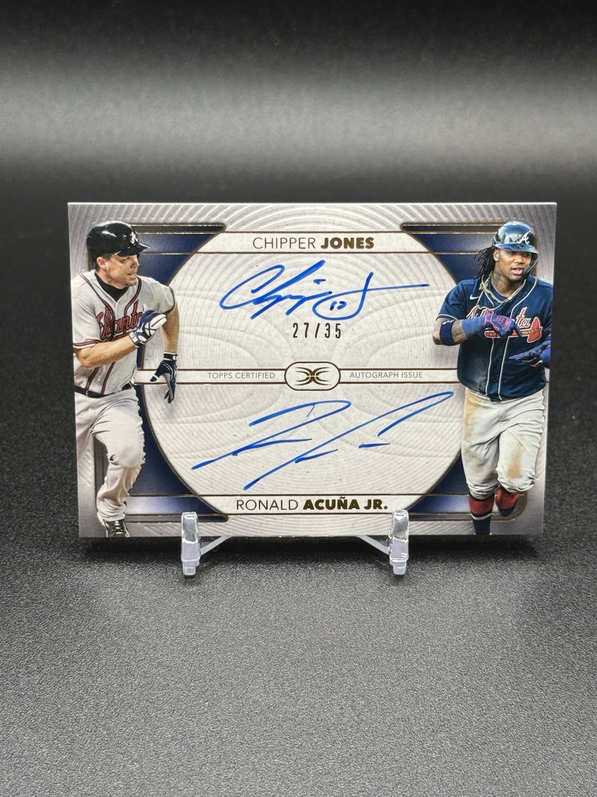 2021 Topps Definitive Chipper Jones Ronald Acuna Jr. DAC-JA Dual Auto /35 DESC