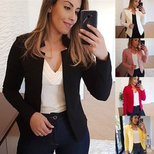 Women Ladies Slim Solid Blazer Suit Casual Jacket Coat Outwear Plus Size