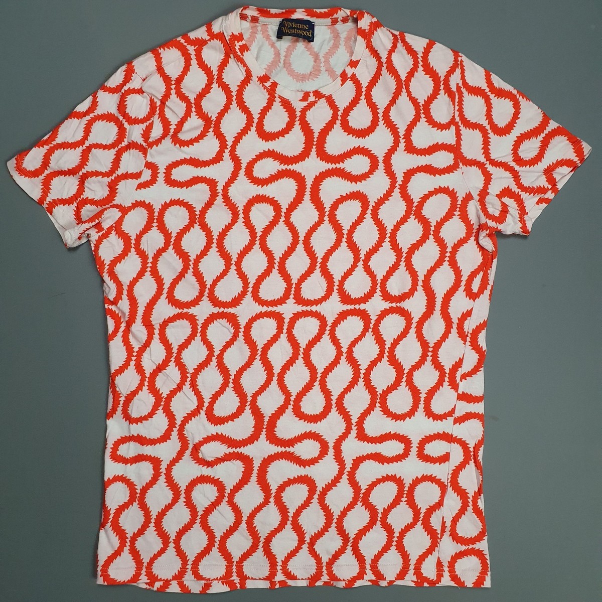 Vivienne Westwood Squiggle Print T-Shirt Size Xl White Red Top