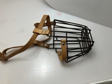 German Shepherd Dog Muzzle Metal Basket M-L Dogs Adjustable Metal Leather