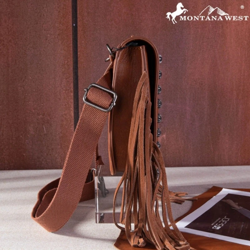 Montana West Saddle Fringe Belt or Sling Bag Brown NEW - Image 3 of 3