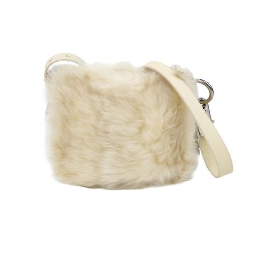 Burberry Medium Cream Fur Leather Silver HW Shoulder Bag Duty Paid