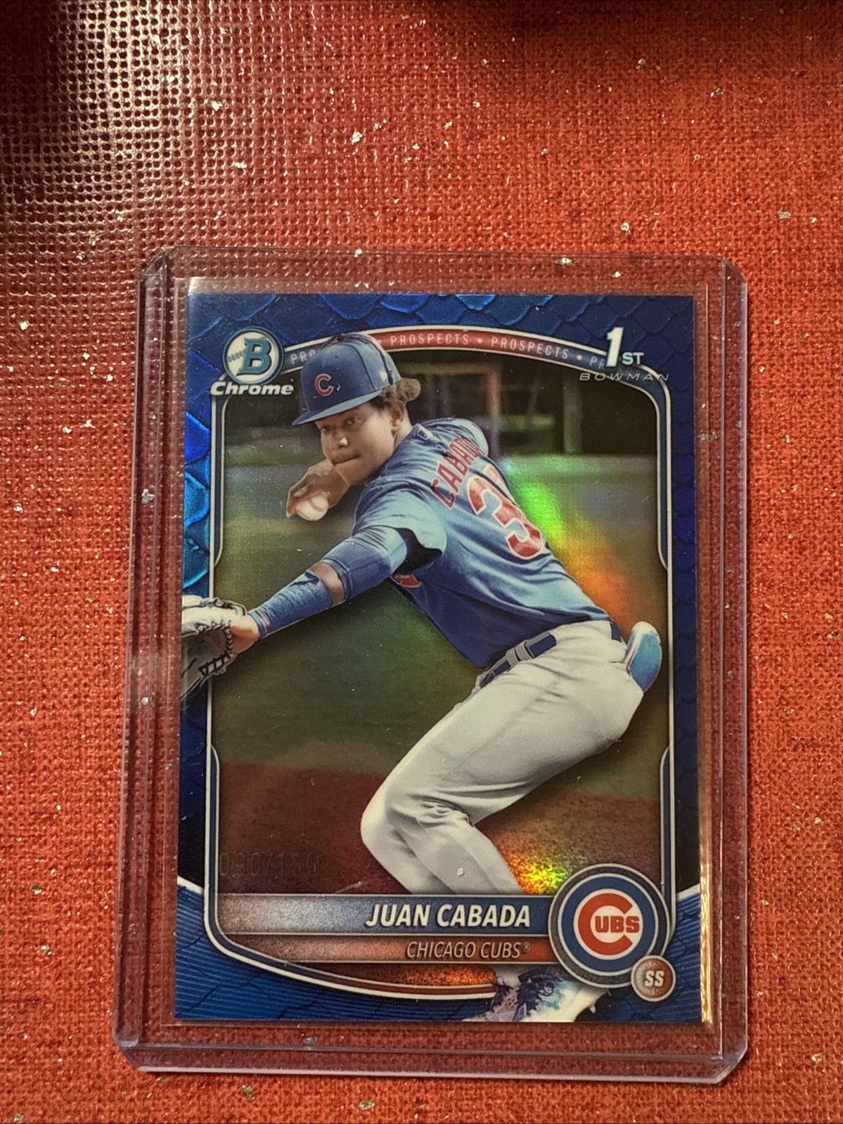 2025 Bowman Chrome - Juan Cabada 1st Blue Reptilian Refractor /150 - Cubs