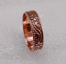 Solid Copper Ring Thumb Ring Thick Band Copper Flower Ring Wide Band Ring B316