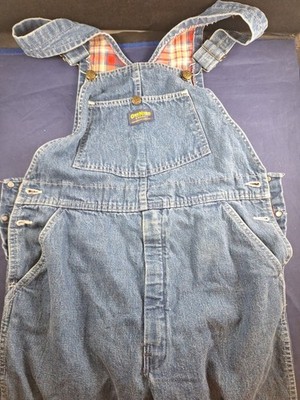 Vtg Oshkosh B'Gosh Plaid Lined Overalls Vestback PLEASE READ *12FB
