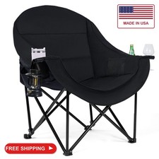 Oversized Camping Chair for Adults, 500 LBS Heavy Duty Folding Chair, Black