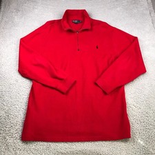 Polo Ralph Lauren 1/4 Zip Pullover Mens LT Tall Red Cotton Knit Embroidery Logo