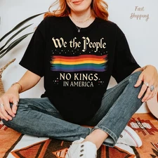 New Arrival No Kings In America Comfort Colors Shirt LGBT Shirt Pride Flag Shirt