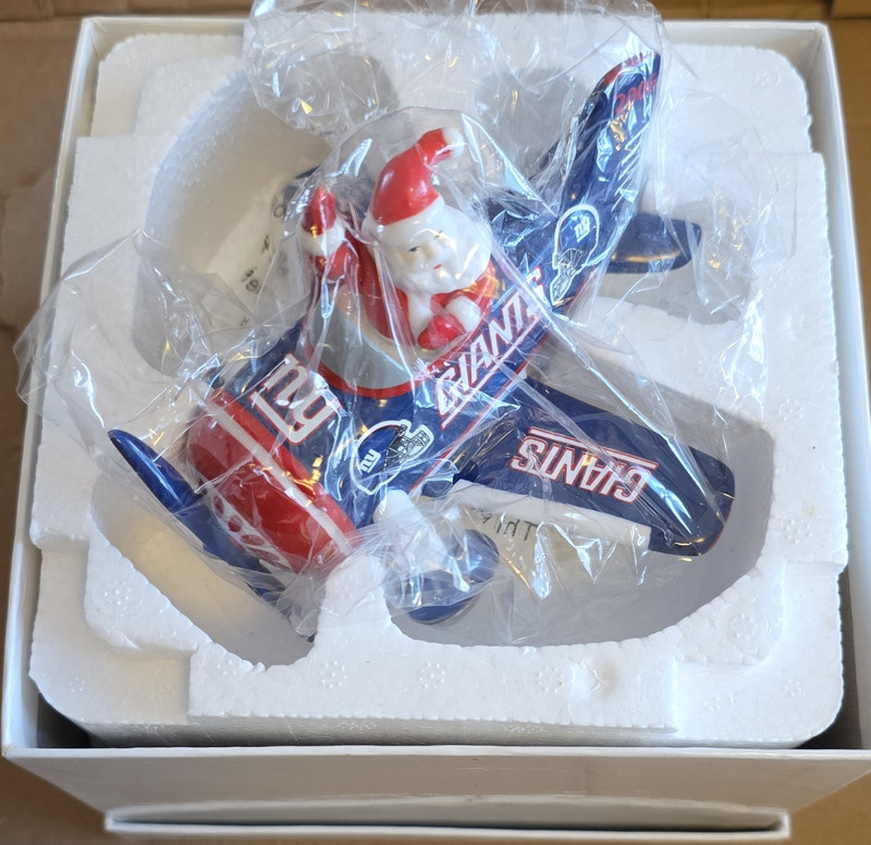 New York Giants Christmas Santa Claus Airplane Ornament Holiday NFL