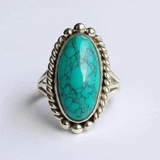 Kingman Turquoise Ring: Handmade Sterling Silver Engagement Ring All Size