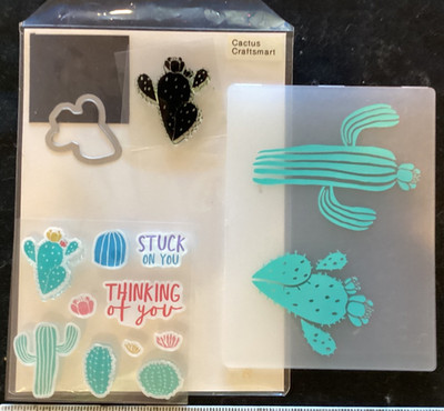 craftsmart cactus stamps die embossing folder light used