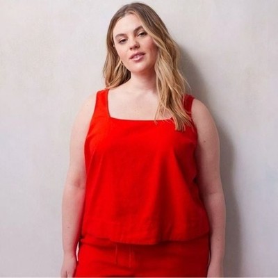 NWT$30  Lauren Conrad Orange Button Detail Tank Blouse XXL