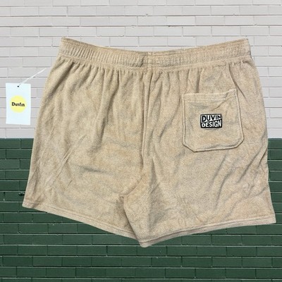 Duvin Design Terry Cloth Shorts Beach Casual Tan Men s XL