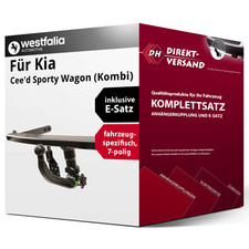 Für Cee'd Sporty Wagon Typ JD Anhängerkupplung abnehmbar + E-Satz 7pol inkl. EBA
