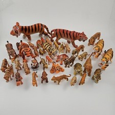 Striped Tiger Figures Lot Of 40 Hard Rubber Platic Sz 2"-8"