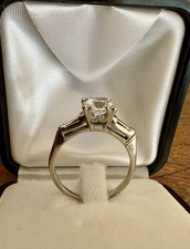 VTG 14k White Gold Art Deco Style Large Round CZ Wedding Ring Sz 8.5