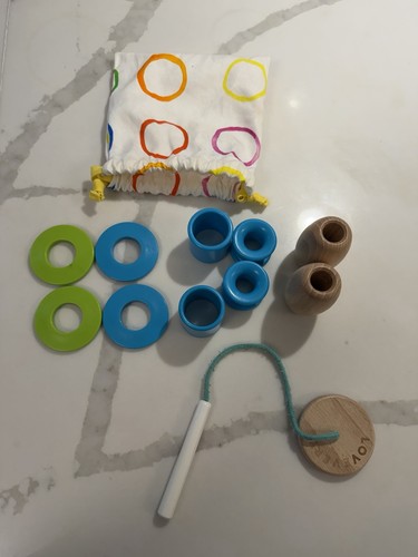 Lovevery Threadable Bead Kit with Drawstring Bag Montessori Complete Set Beads