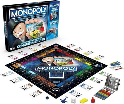 Monopoly Super Electronic Banking Spiel in Box Gesellschaftsspiel auf Italienisch 8+